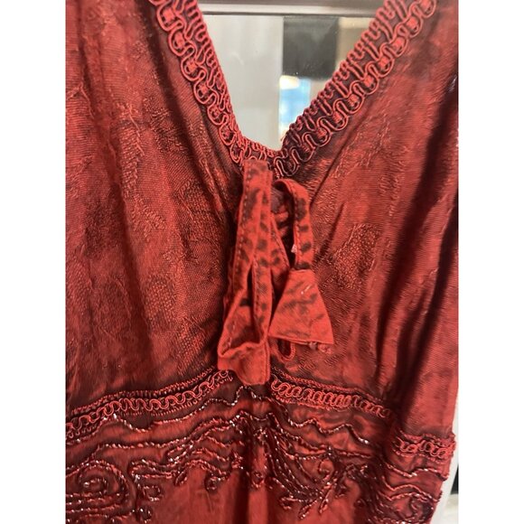 Womens S M Red Whimsigoth Dress Renaissance Nature Fairy Witchy Gothic VINTAGE - Picture 4 of 8